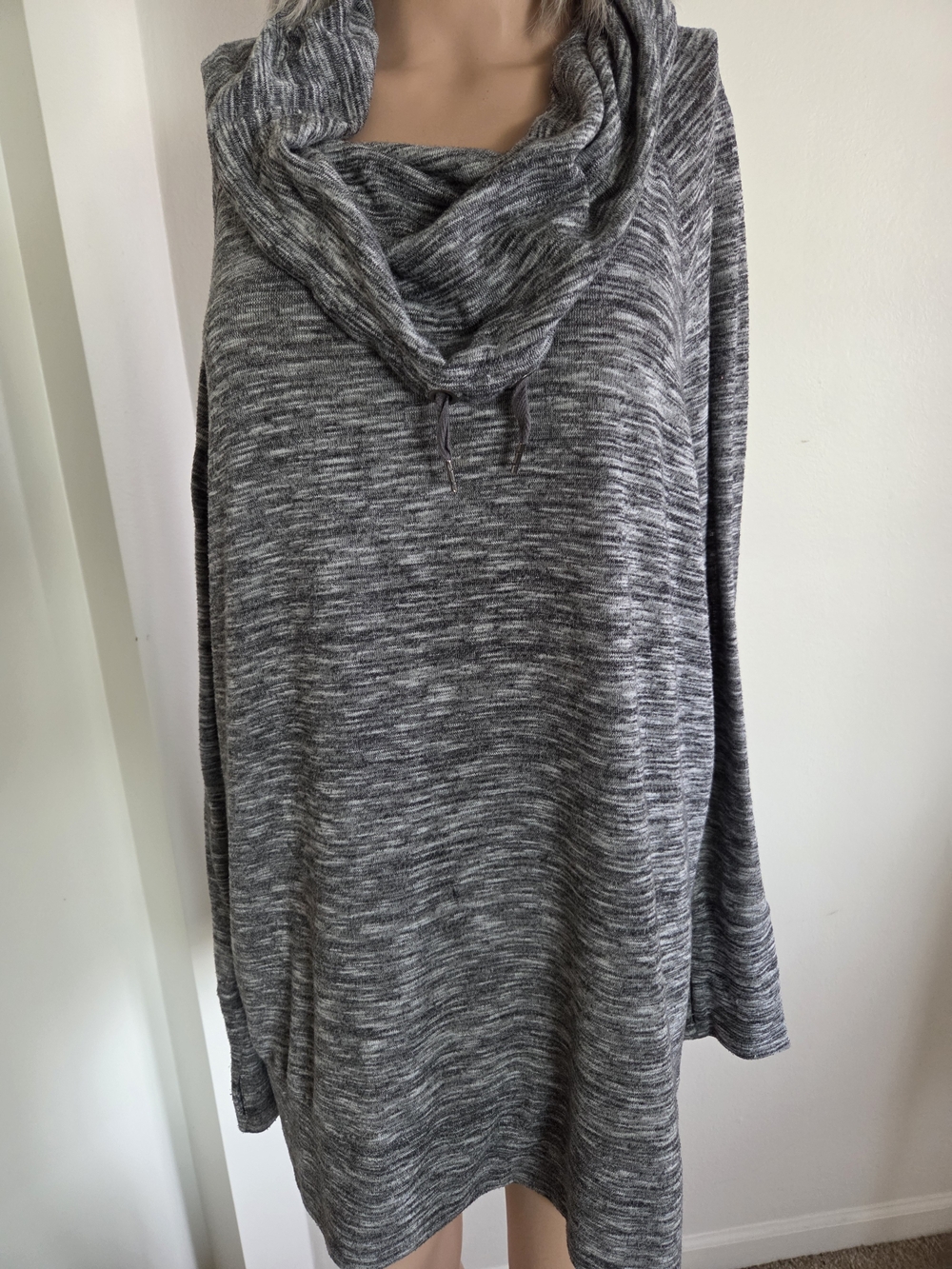 MTA Sport Womens Gray Cowl Neck Pullover Hoodie Size 1X Plus Size